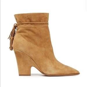 AUTHENTIC Aquazzura Sartorial 95 Suede Leather Heel Boot Sz 35.5 (US 5.5)